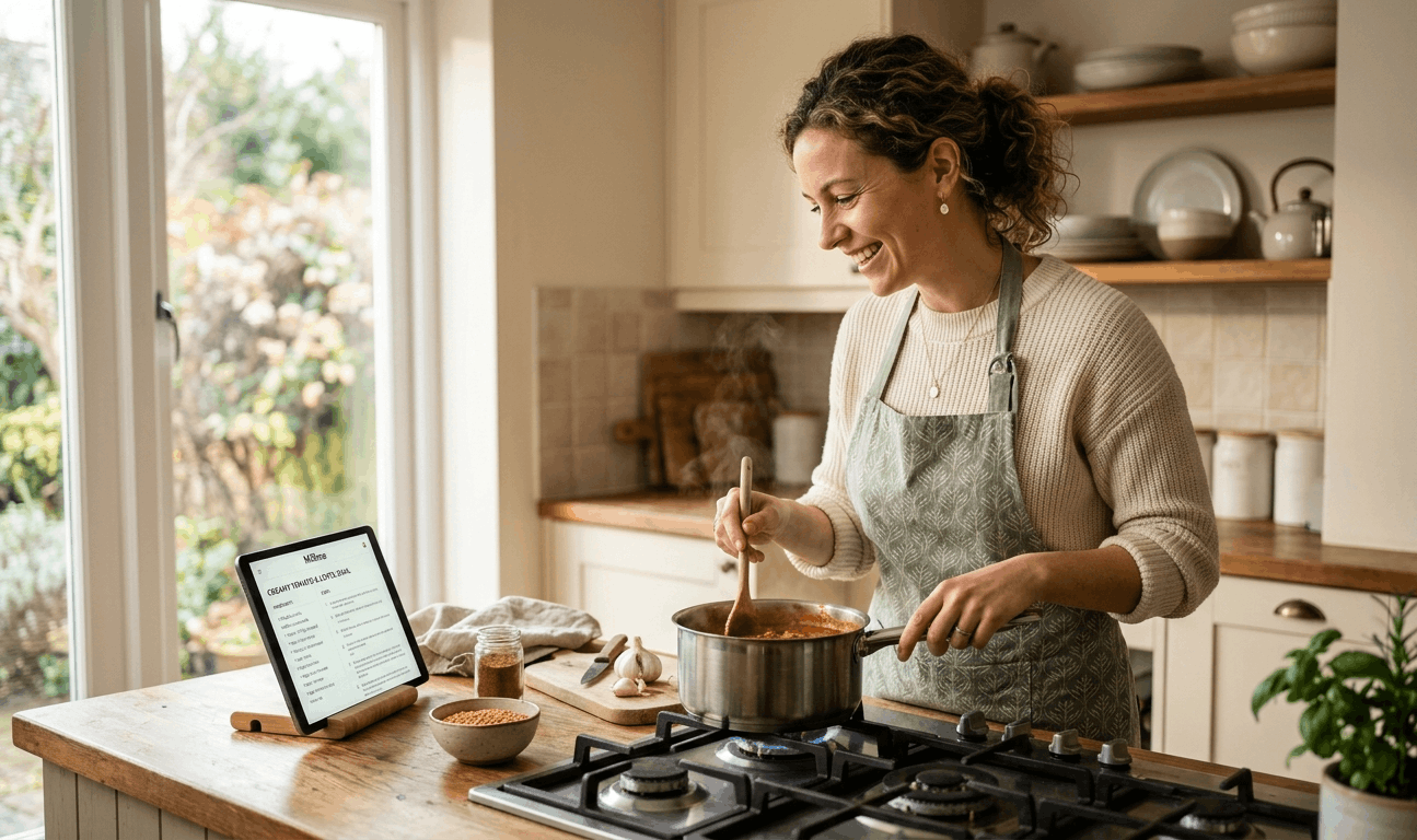 still image of woman cooking